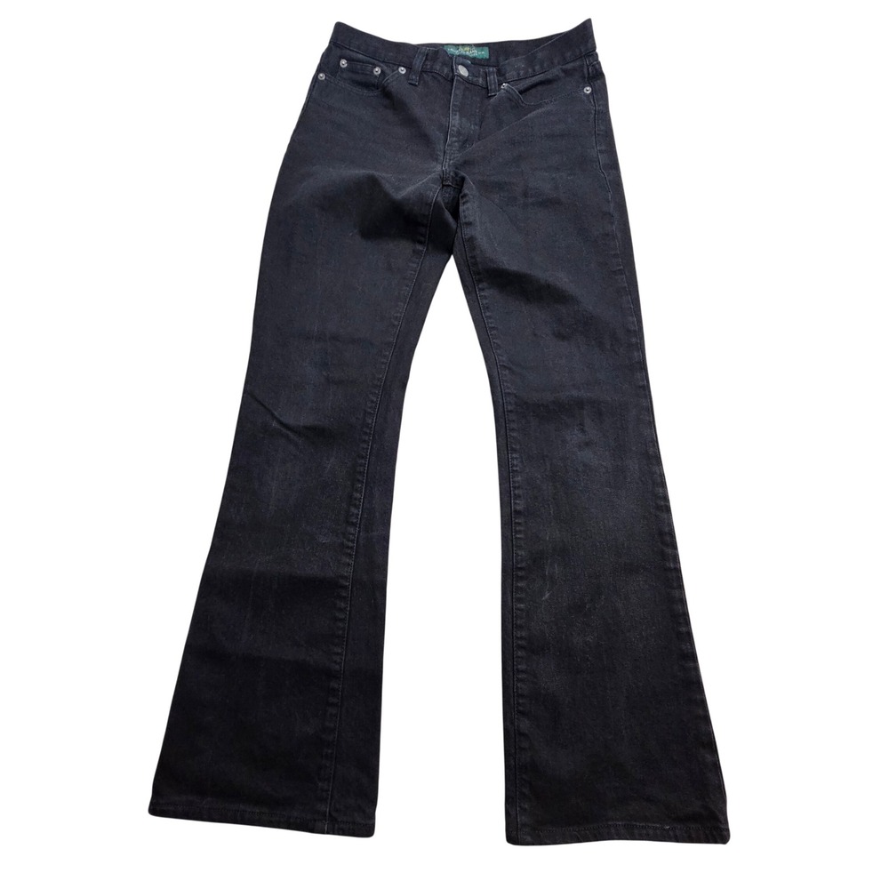 Lauren‎ Ralph Lauren Bootcut Jeans Women 4 Black Classic Mid Rise Stretch Denim